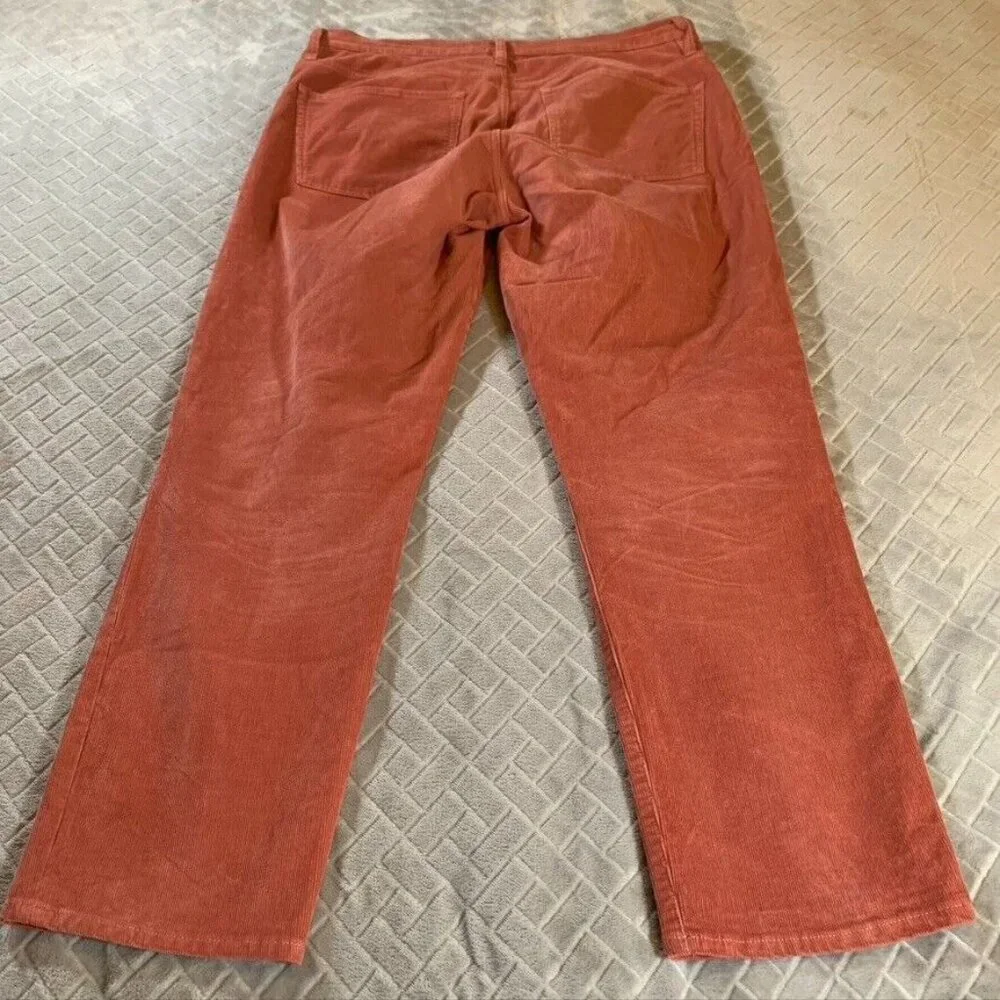 J Crew Womens 32 Corduroy Jeans Coral Orange Slim Straight High Rise Stretch - Picture 10 of 13